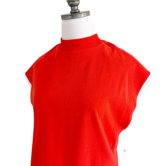 NWT Anthro Maeve Orange Short Sleeve Boxy Fit Top Women's Size Medium Mock Neck - Picture 2 of 7